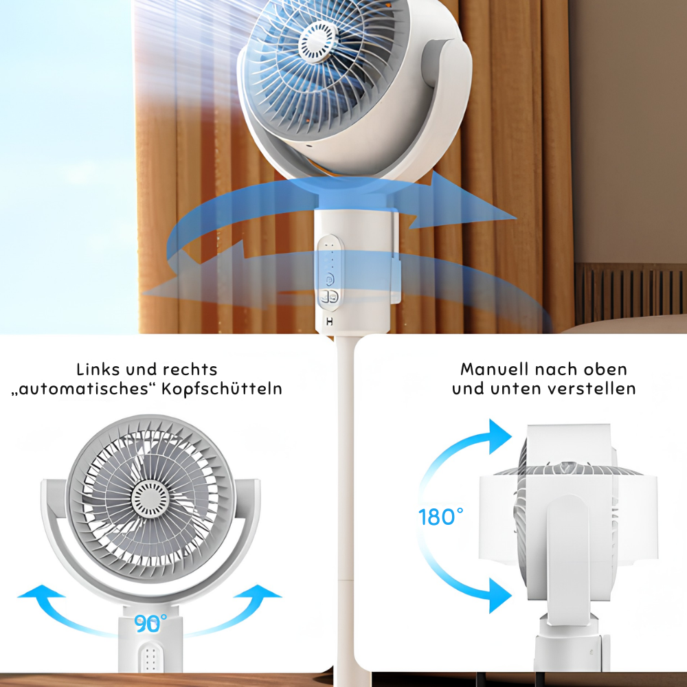 Ventilateur sur pied 10 W avec télécommande – 5 vitesses réglables – Ventilateur silencieux de bureau et de salon pour une circulation d’air optimale | Sulvida