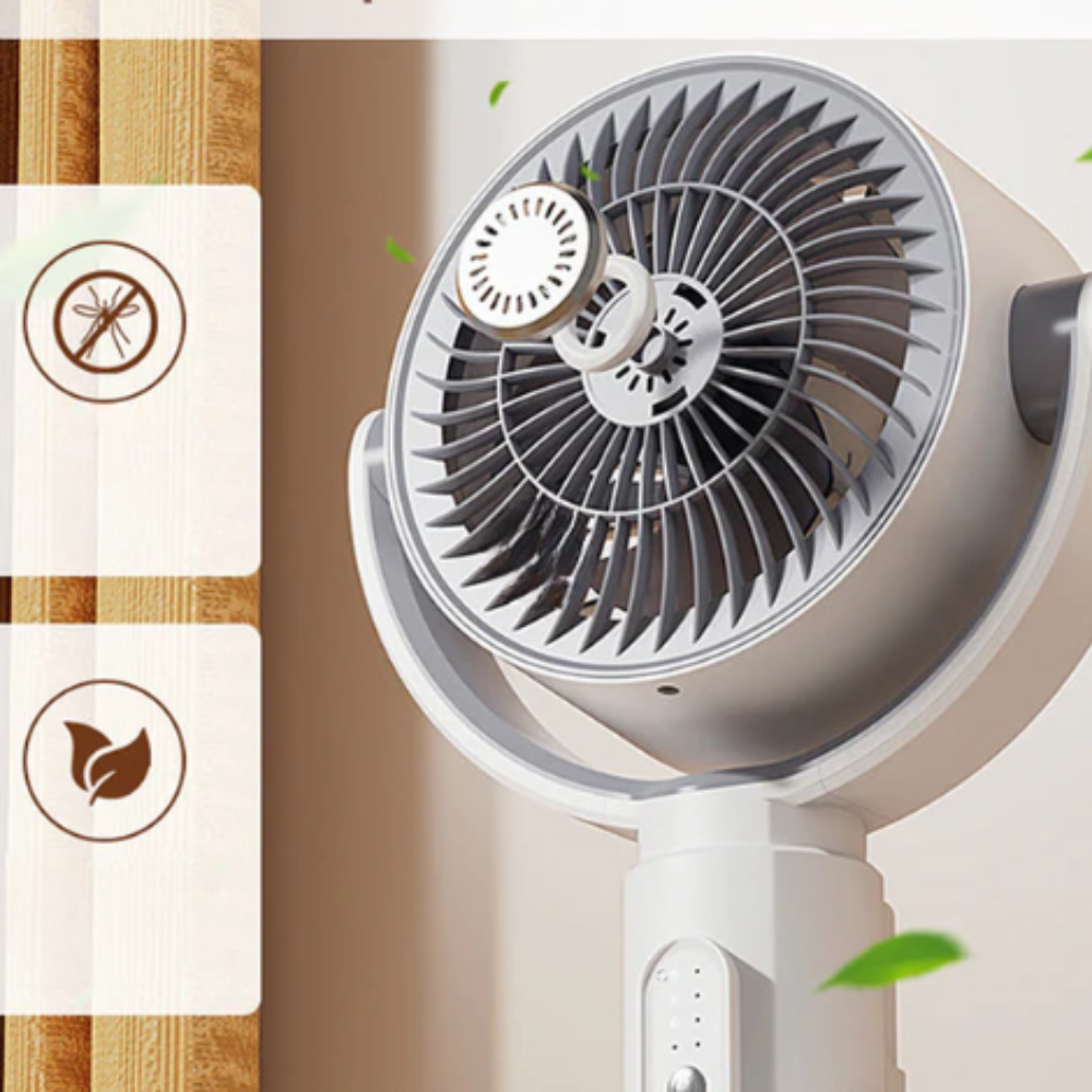 Ventilateur sur pied 10 W avec télécommande – 5 vitesses réglables – Ventilateur silencieux de bureau et de salon pour une circulation d’air optimale | Sulvida