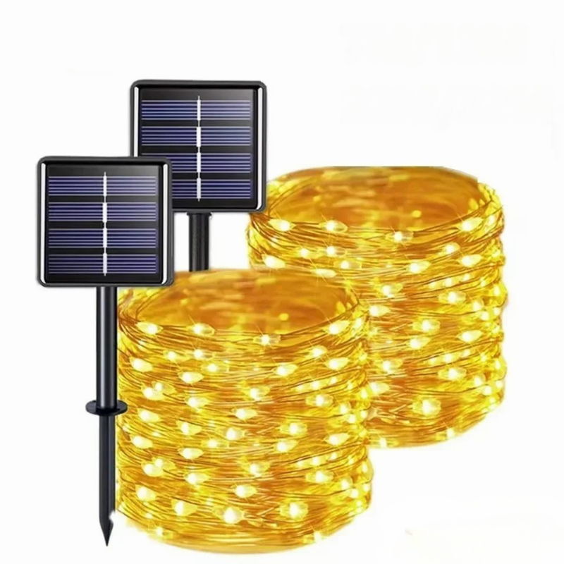 Solarlichterketting met meerdere lichtmodi en batterijmodus GlanzGirlande – sfeervolle buitenverlichting voor tuin terras feesten – watervast met kleurkeuze warm wit koel gekleurde LED-lampen | Sulvida