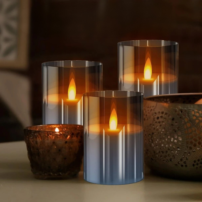 Bougies LED avec télécommande – Lot de 3 bougies à lumière blanc chaud et éclairage d’ambiance – Bougies sans flamme pour décoration intérieure et festive | Sulvida