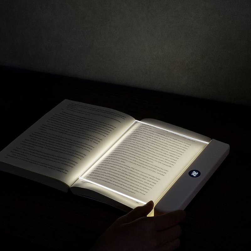 Lampe de lecture LED plate avec 3 modes, lumière blanc chaud et éclairage bleu doux pour les yeux, pour table de chevet et bureau | Sulvida