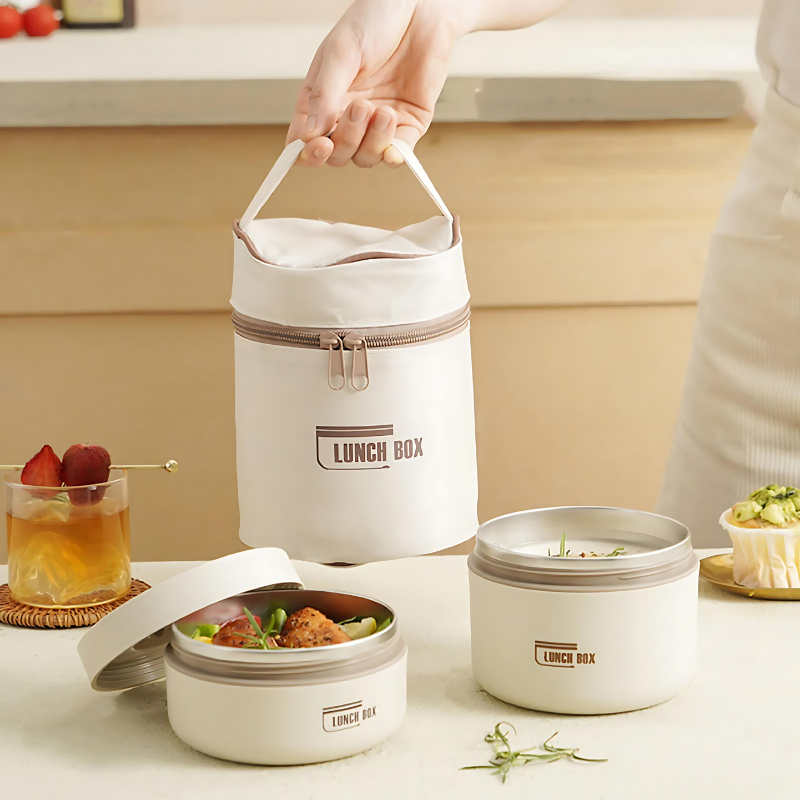 Ensemble de boîtes-repas en acier inoxydable avec sac isotherme – récipient alimentaire étanche à 2 ou 3 compartiments – boîte bento réutilisable pour le travail, les déplacements et l’école | Sulvida