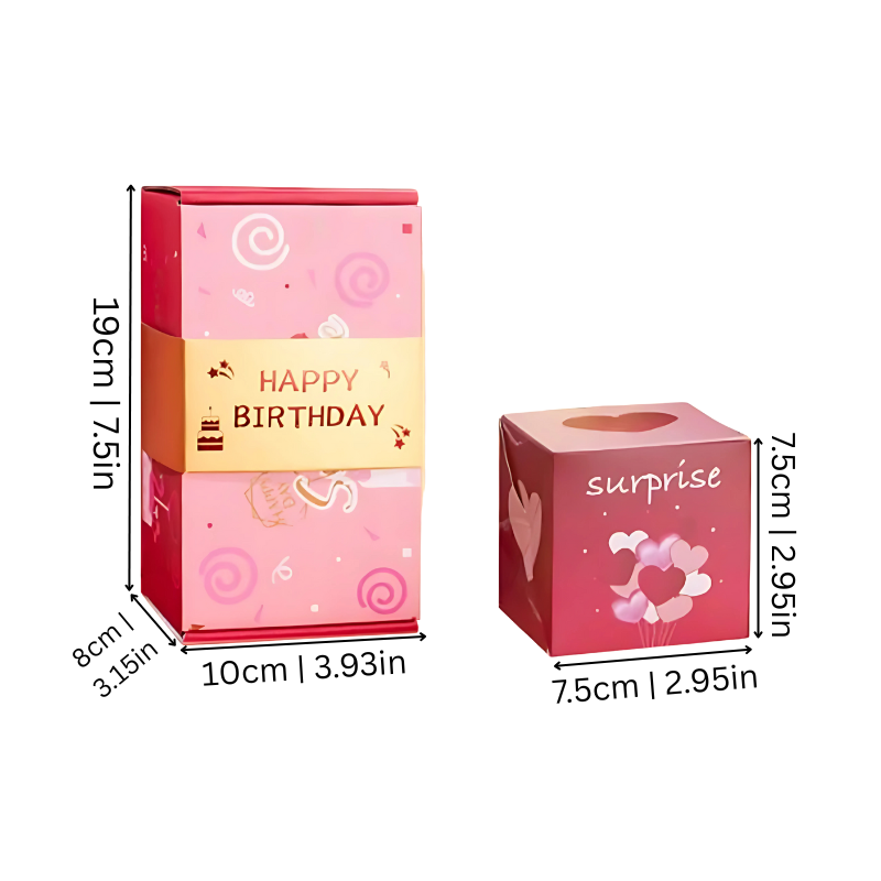 Boîte cadeau surprise avec motif de cœurs – Coffret cadeau luxueux pour les moments spéciaux et les messages personnalisés | Sulvida