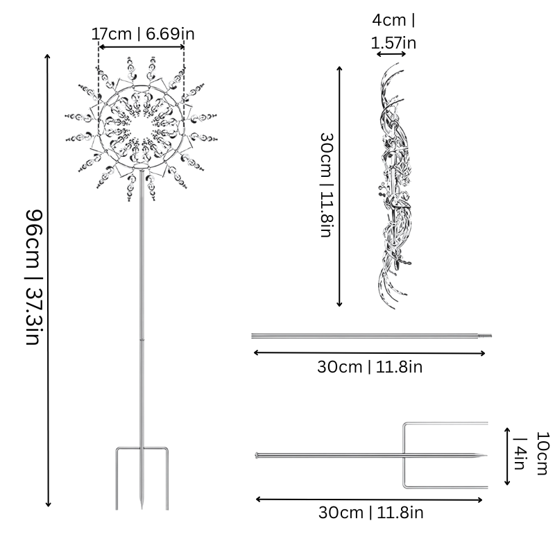 Éolienne cinétique Spiraluna | Sculpture de jardin tournante au design à double rotation | Sculpture éolienne en acier inoxydable résistante aux intempéries pour jardin et balcon | Sulvida