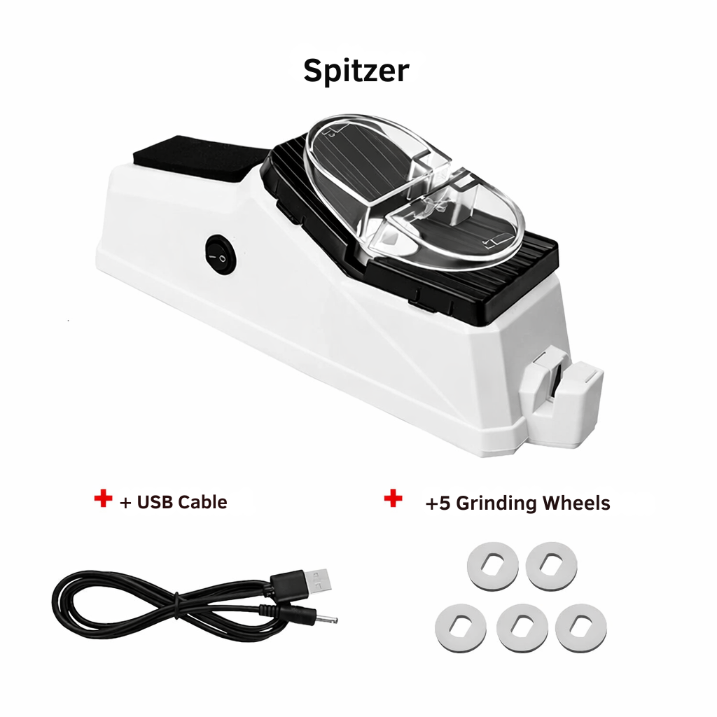 Aiguiseur de couteaux électrique rechargeable par USB – Aiguisage rapide et sûr des couteaux de cuisine et de loisirs – Aiguiseur compact avec meule en acier inoxydable | Sulvida