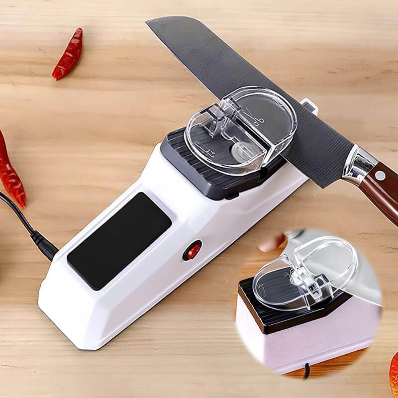 Aiguiseur de couteaux électrique rechargeable par USB – Aiguisage rapide et sûr des couteaux de cuisine et de loisirs – Aiguiseur compact avec meule en acier inoxydable | Sulvida