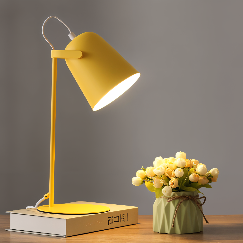 Lampe de table rotative avec abat-jour réglable – Design aux couleurs macaron et lumière douce pour les yeux, idéale pour lire et étudier | Sulvida