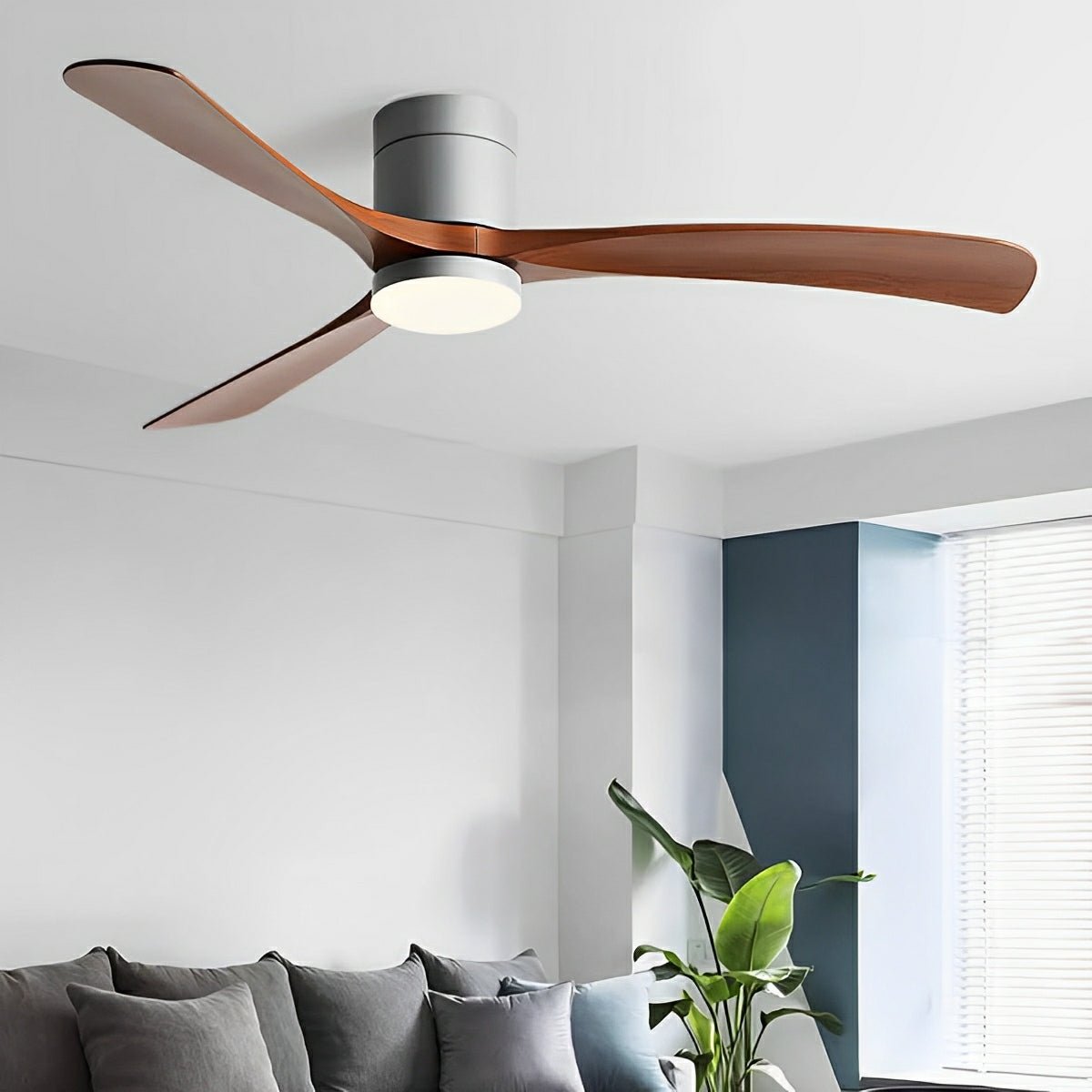 Ventilateur de plafond avec éclairage LED – silencieux, 6 vitesses, réversible, économe en énergie | Sulvida