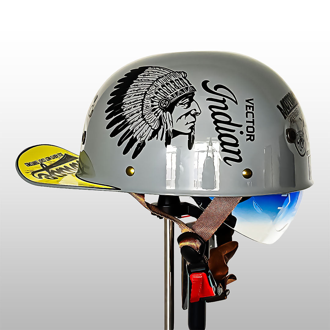 Demi-casque de moto de style casquette de baseball avec design d’ailes dorées, look vintage, coque en ABS, casque de protection pour moto, scooter, chopper et cruiser M L XL 2XL | Sulvida