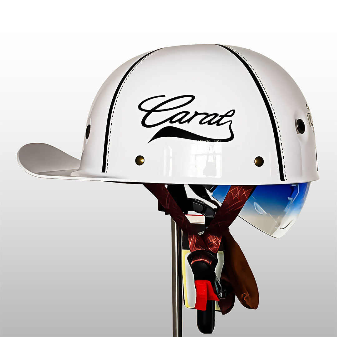 Demi-casque de moto de style casquette de baseball avec design d’ailes dorées, look vintage, coque en ABS, casque de protection pour moto, scooter, chopper et cruiser M L XL 2XL | Sulvida
