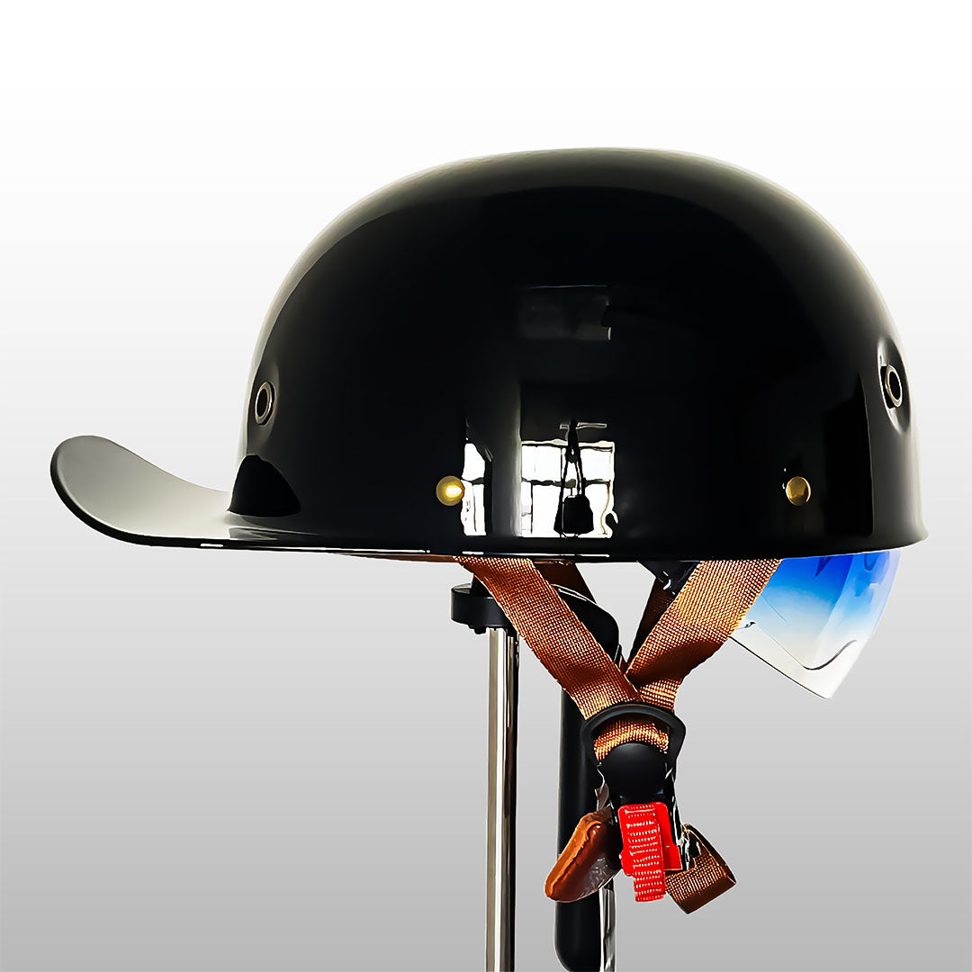 Demi-casque de moto de style casquette de baseball avec design d’ailes dorées, look vintage, coque en ABS, casque de protection pour moto, scooter, chopper et cruiser M L XL 2XL | Sulvida
