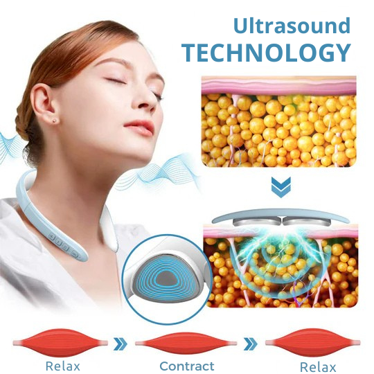 Ultrasoon Lymfedrainage Nekmassageapparaat | Draadloos Ontspanning- & Vormingsapparaat | Stimuleert Lymfeafvoer Spierherstel Doorbloeding | Sulvida