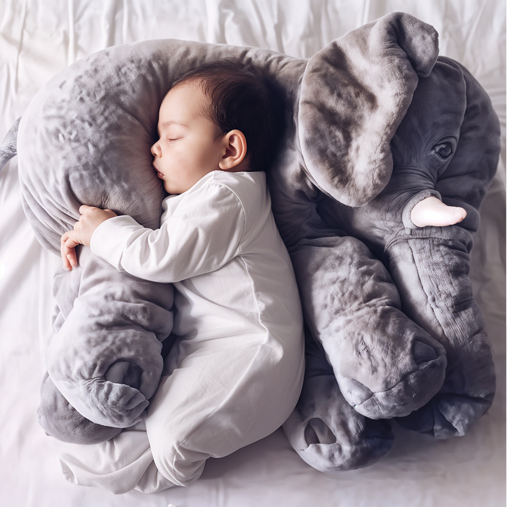 Coussin peluche éléphant doux pour enfants – coussin de jeu confortable en gris, bleu, rose, violet ou jaune – disponible en 40 cm et 60 cm | Sulvida