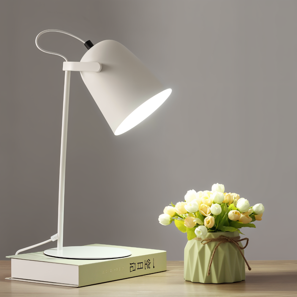 Lampe de table rotative avec abat-jour réglable – Design aux couleurs macaron et lumière douce pour les yeux, idéale pour lire et étudier | Sulvida