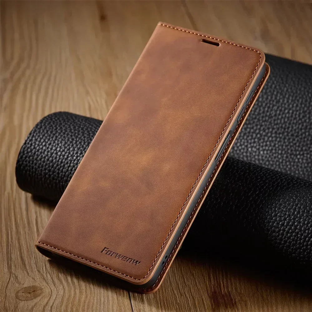 Étui téléphone en cuir magnétique pour Samsung Galaxy – Portefeuille compact avec compartiments pour cartes | Sulvida