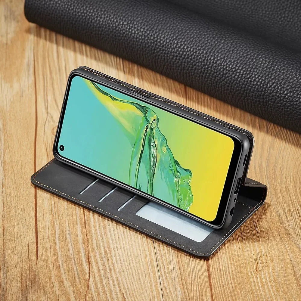Étui téléphone en cuir magnétique pour Samsung Galaxy – Portefeuille compact avec compartiments pour cartes | Sulvida
