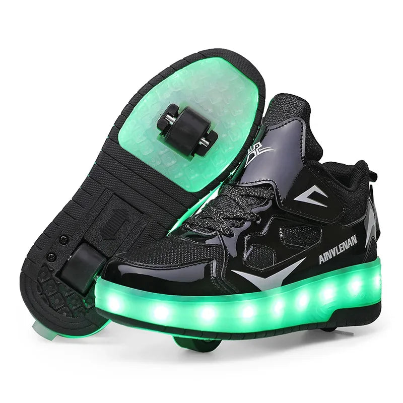 Chaussures à roulettes LED pour enfants avec roues lumineuses et fermeture auto-agrippante | Sulvida