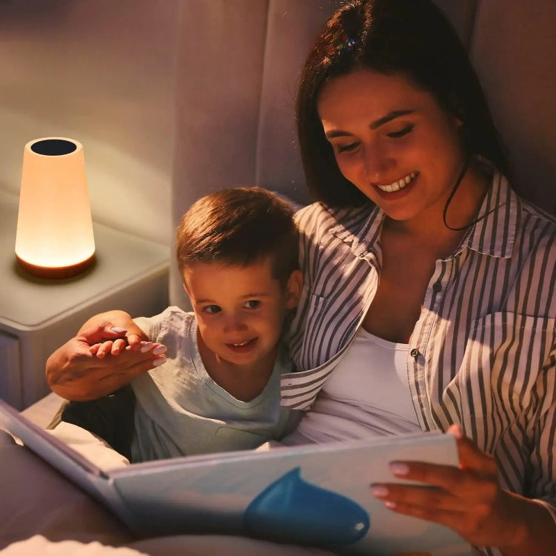 Lampe de table RGB avec télécommande et commande tactile – 13 couleurs, 5 niveaux de luminosité, veilleuse à intensité variable pour chambre, salon et chambre d’enfant | Sulvida