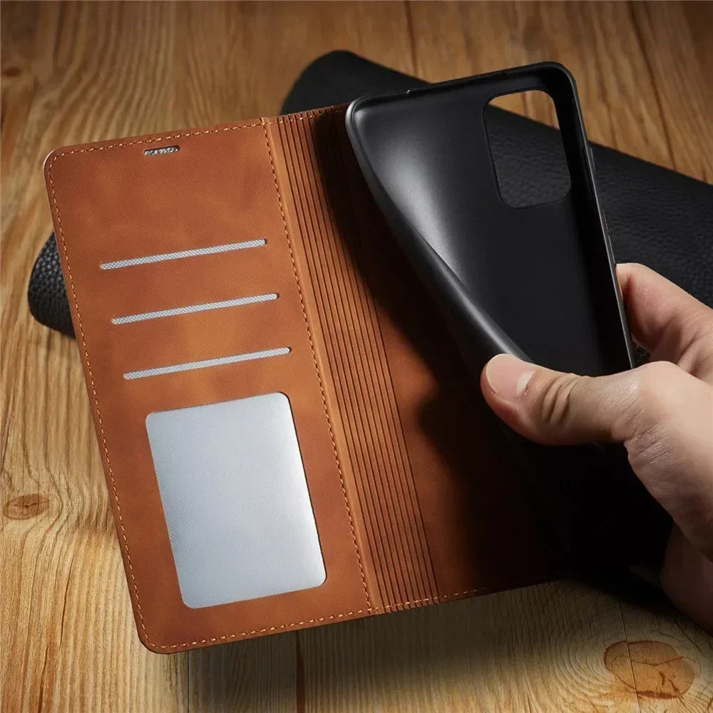 Étui téléphone en cuir magnétique pour Samsung Galaxy – Portefeuille compact avec compartiments pour cartes | Sulvida