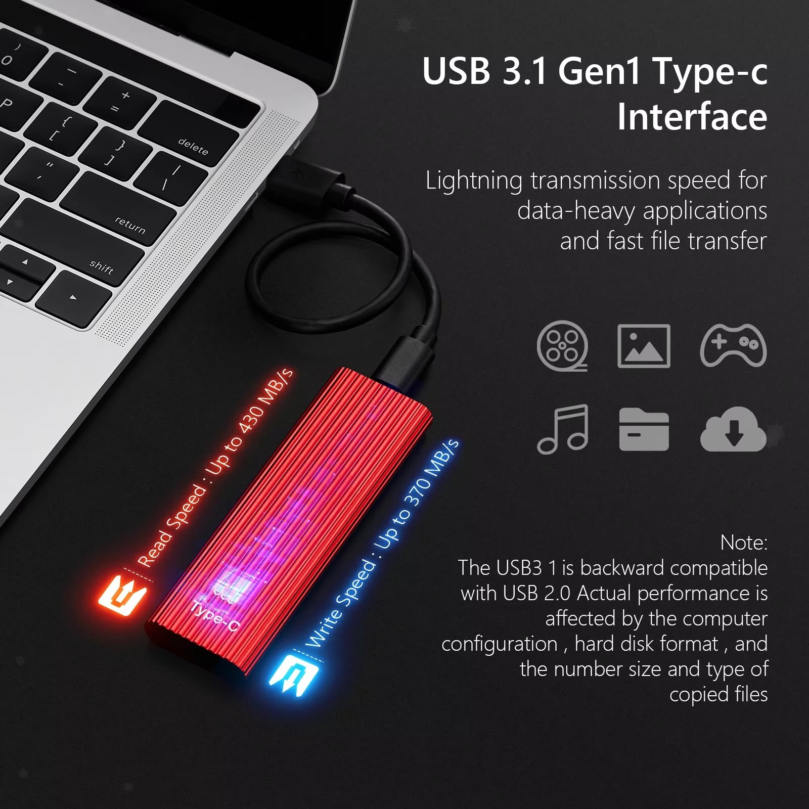 SSD portable avec connexion USB 3.1 – Disque dur externe à état solide pour transfert rapide de fichiers et stockage | Sulvida