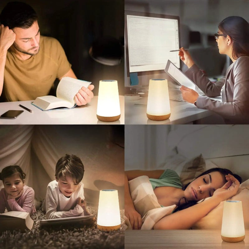Lampe de table RGB avec télécommande et commande tactile – 13 couleurs, 5 niveaux de luminosité, veilleuse à intensité variable pour chambre, salon et chambre d’enfant | Sulvida