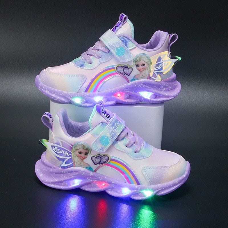 Baskets LED pour enfants avec semelle lumineuse – Chaussures de sport à paillettes pour filles avec capteur de mouvement et effets lumineux colorés | Sulvida