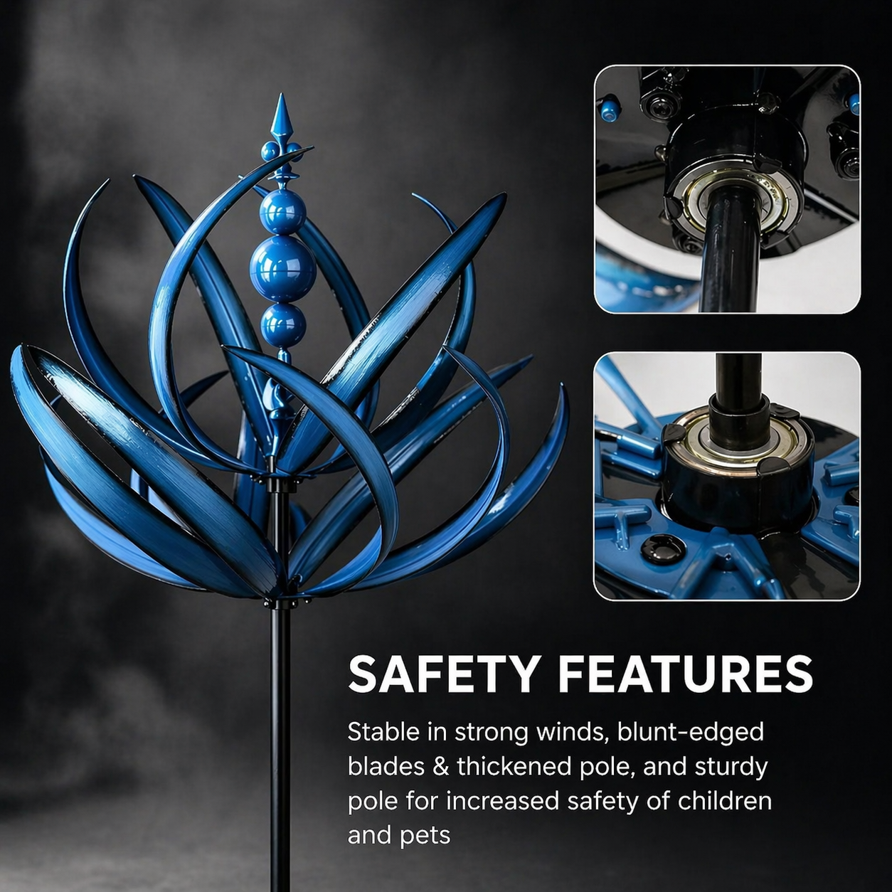 Carillon à vent décoratif pour jardin avec moulin à vent en forme de lotus en métal, résistant aux intempéries, pour jardin, balcon et terrasse, comme élément accrocheur | Sulvida