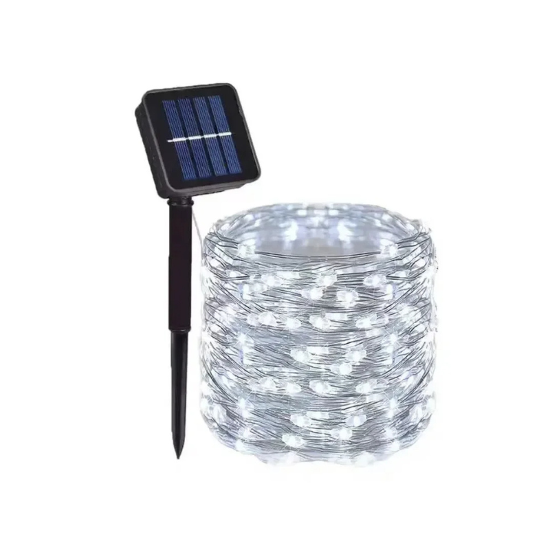 Solarlichterketting met meerdere lichtmodi en batterijmodus GlanzGirlande – sfeervolle buitenverlichting voor tuin terras feesten – watervast met kleurkeuze warm wit koel gekleurde LED-lampen | Sulvida