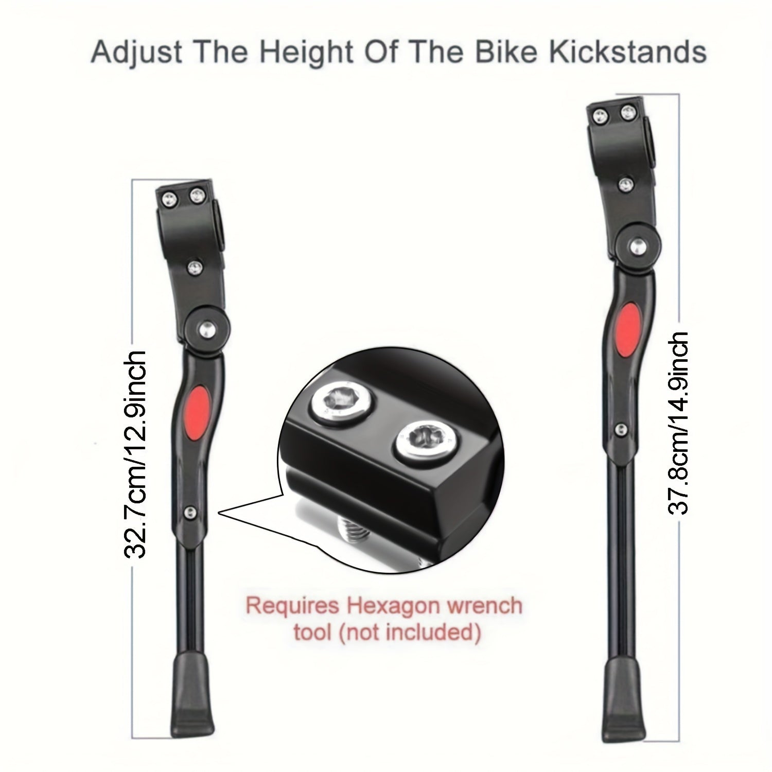 Béquille de vélo réglable en aluminium, béquille latérale pour un soutien stable de 32,7-37,8 cm, universelle pour tous les types de vélos | Sulvida