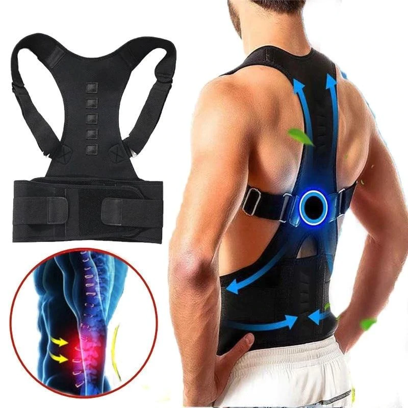 Correcteur de posture magnétique pour soutien optimal du dos – Orthèse dorsale réglable pour douleurs au cou et aux épaules à la maison et en déplacement | Sulvida