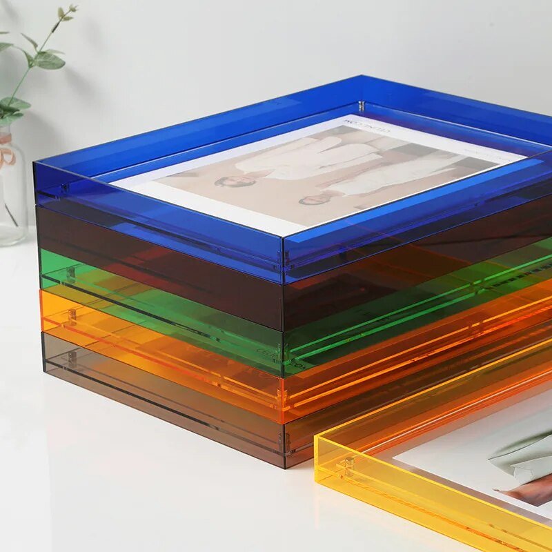 Cadre photo coloré en acrylique de 11-26 cm – Cadre transparent aux couleurs vives, à poser ou à suspendre | Sulvida