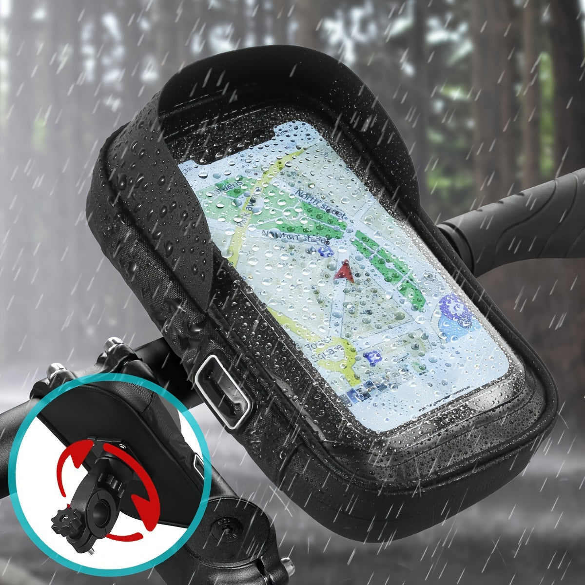 Support de téléphone étanche pour vélo et moto, avec fixation rotative à 360° et housse de protection transparente pour smartphones | Sulvida