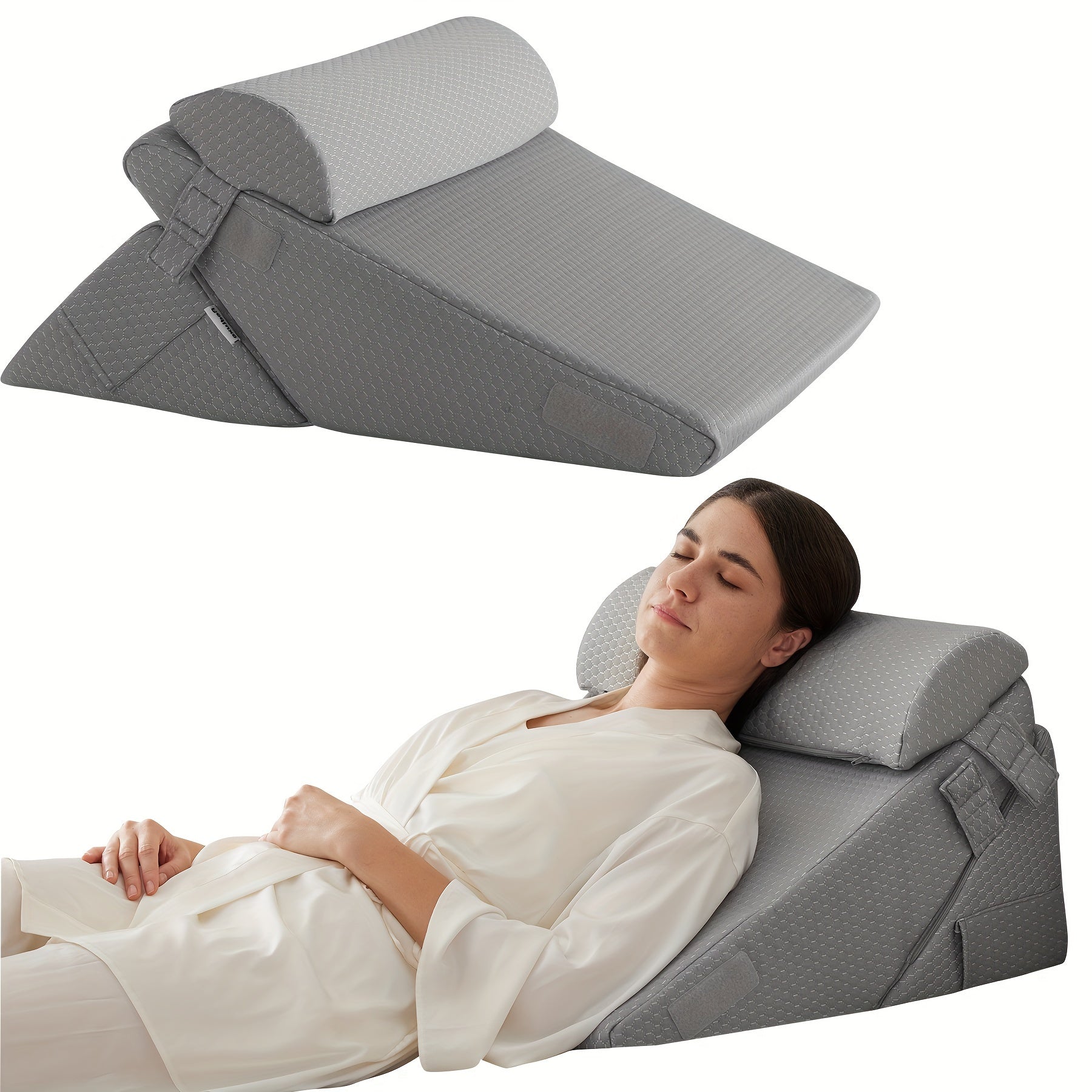 Coussin de lit réglable pour soutenir le dos et les jambes – Coussin triangulaire confortable en mousse à mémoire de forme pour la récupération et la détente | Sulvida