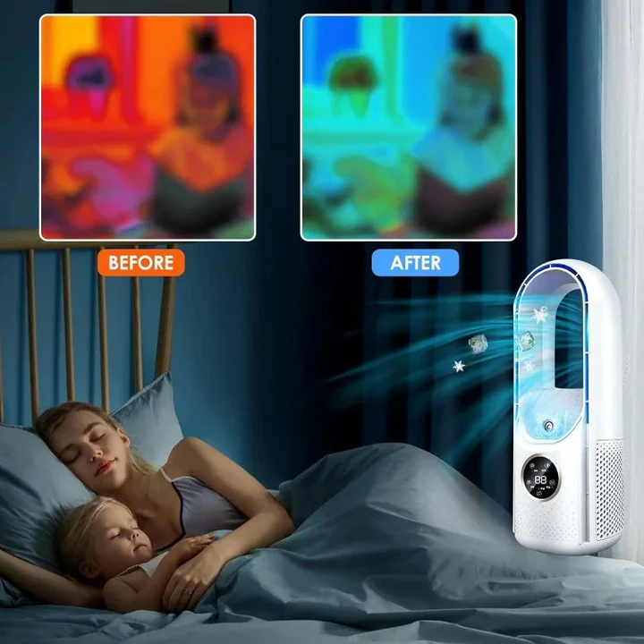 Rafraîchisseur d’air portable sans pales – Ventilateur silencieux avec climatisation, modèle de table | Sulvida