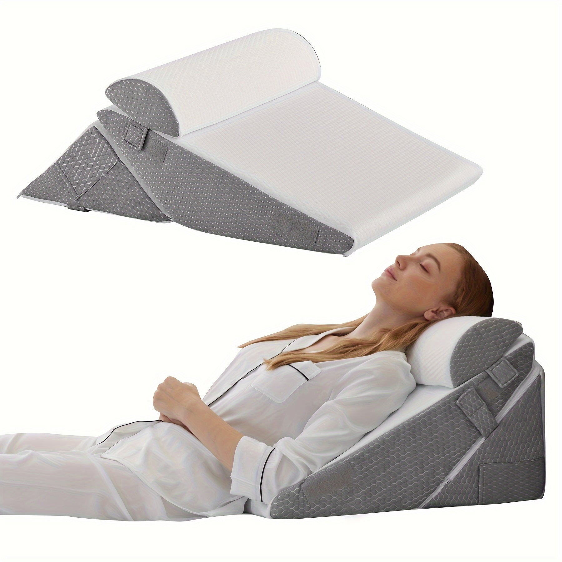 Coussin de lit réglable pour soutenir le dos et les jambes – Coussin triangulaire confortable en mousse à mémoire de forme pour la récupération et la détente | Sulvida