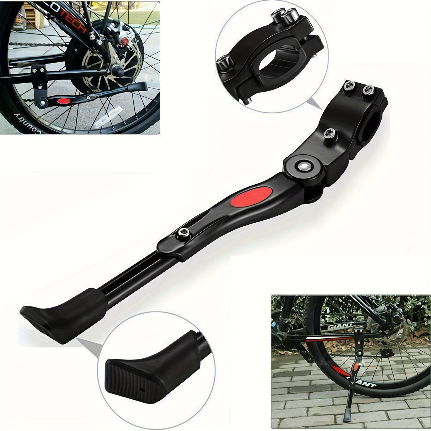Béquille de vélo réglable en aluminium, béquille latérale pour un soutien stable de 32,7-37,8 cm, universelle pour tous les types de vélos | Sulvida