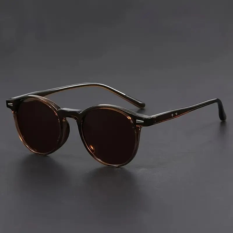 Lunettes de soleil unisexes rondes avec monture légère – Design rétro écaille de tortue | Sulvida