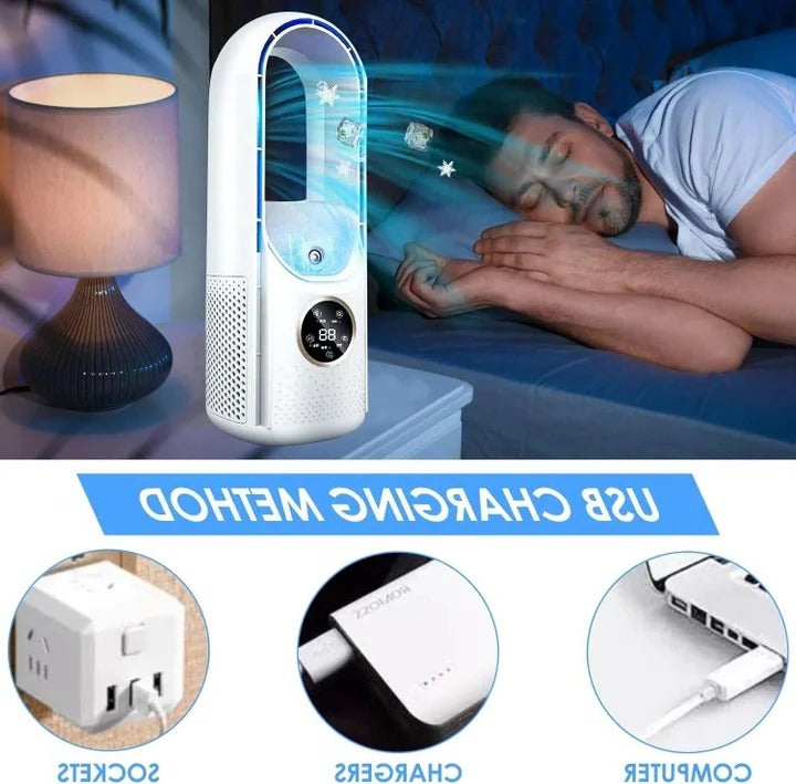 Rafraîchisseur d’air portable sans pales – Ventilateur silencieux avec climatisation, modèle de table | Sulvida