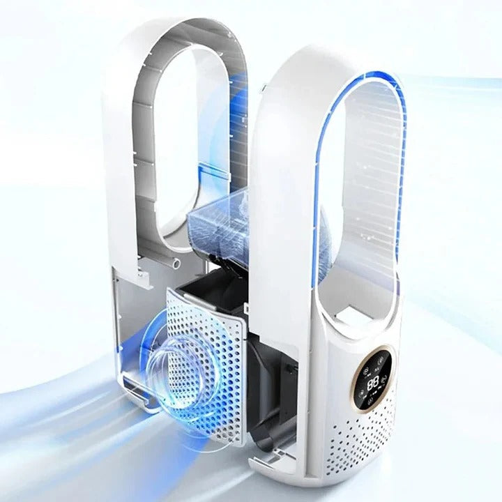Refroidisseur d’Air Sans Lames Portable – Design Silencieux pour Maison et Bureau – Économe en Énergie avec Plusieurs Modes de Refroidissement | Sulvida