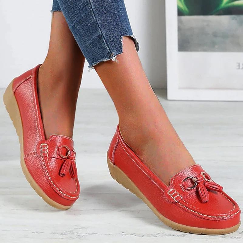Mocassins orthopédiques pour femmes, confortables et ergonomiques, en cuir, avec semelles de soutien, chaussures élégantes et intemporelles pour le bureau, les loisirs et le quotidien | Sulvida