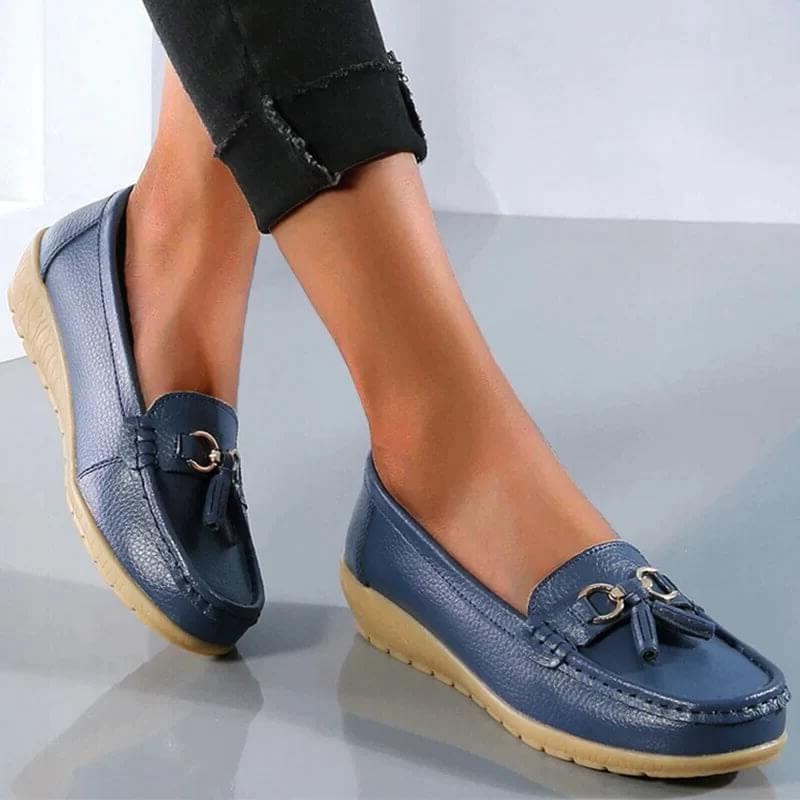 Mocassins orthopédiques pour femmes, confortables et ergonomiques, en cuir, avec semelles de soutien, chaussures élégantes et intemporelles pour le bureau, les loisirs et le quotidien | Sulvida
