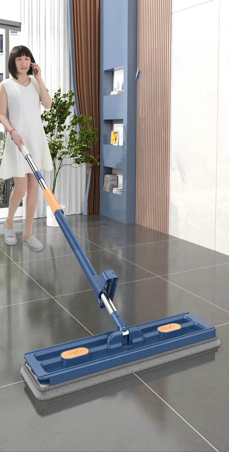 Serpillère rotative à 360° à essorage automatique avec tête de lavage rotative pour tous les types de sols, fonction d’essorage mains libres et raclette | Sulvida