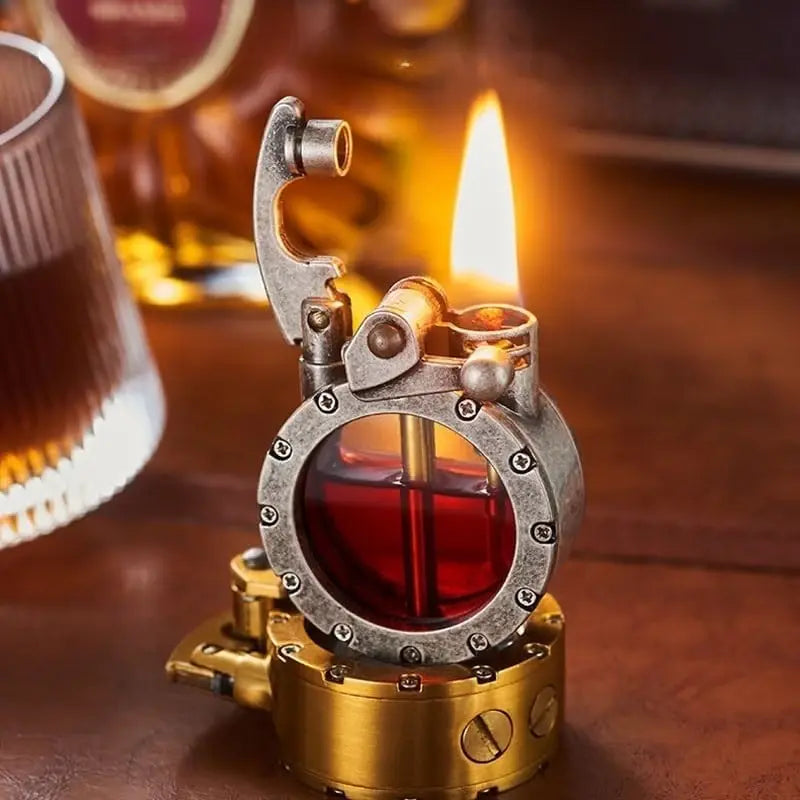 Briquet à essence transparent vintage, briquet rétro au kérosène avec mécanisme en alliage de zinc, rechargeable et exclusif, idéal comme cadeau | Sulvida