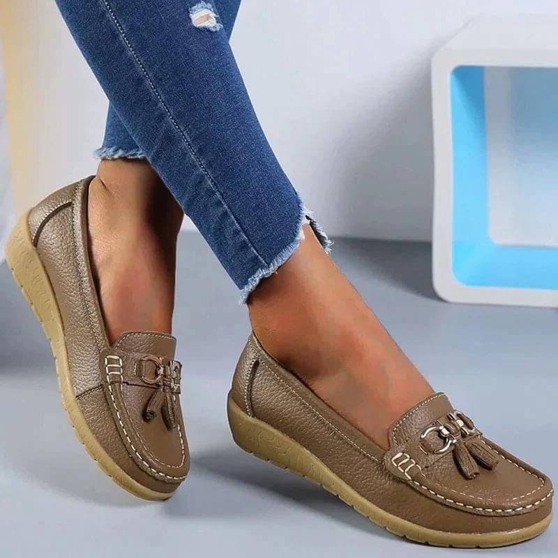 Mocassins orthopédiques pour femmes, confortables et ergonomiques, en cuir, avec semelles de soutien, chaussures élégantes et intemporelles pour le bureau, les loisirs et le quotidien | Sulvida