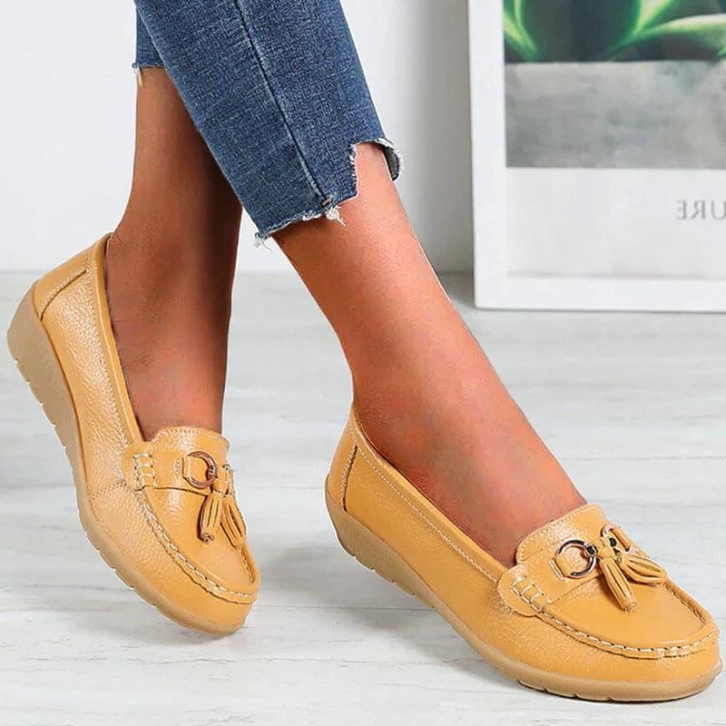 Mocassins orthopédiques pour femmes, confortables et ergonomiques, en cuir, avec semelles de soutien, chaussures élégantes et intemporelles pour le bureau, les loisirs et le quotidien | Sulvida