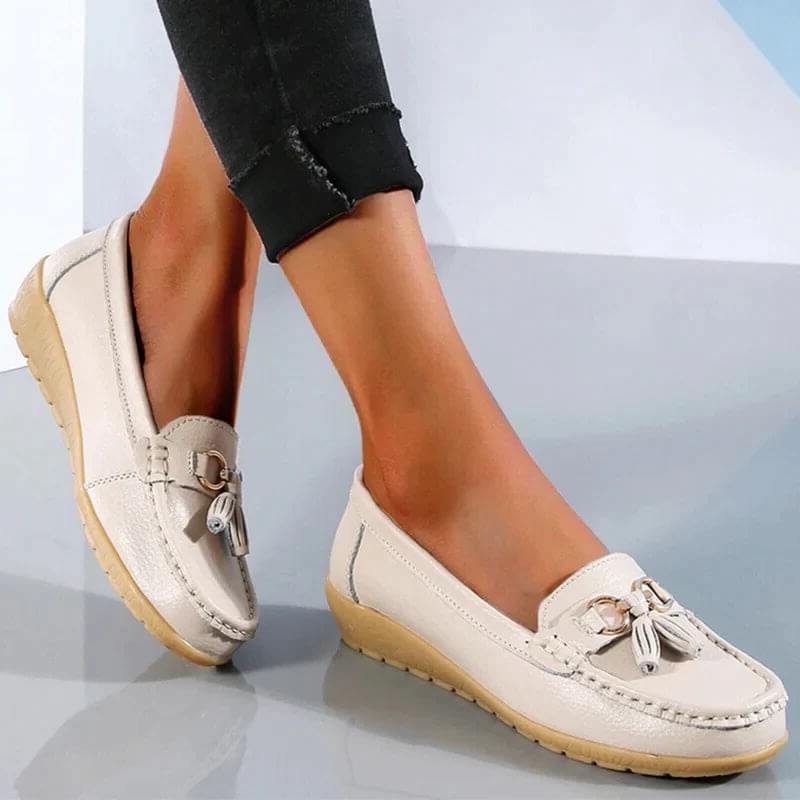 Mocassins orthopédiques pour femmes, confortables et ergonomiques, en cuir, avec semelles de soutien, chaussures élégantes et intemporelles pour le bureau, les loisirs et le quotidien | Sulvida