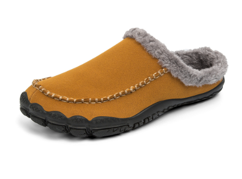Pantoufles pour hommes marron foncé avec doublure chaude en peluche et semelle antidérapante pour un confort optimal à la maison | Sulvida
