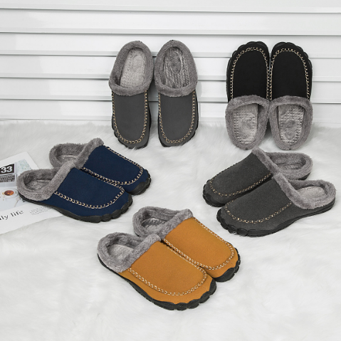 Pantoufles pour hommes marron foncé avec doublure chaude en peluche et semelle antidérapante pour un confort optimal à la maison | Sulvida