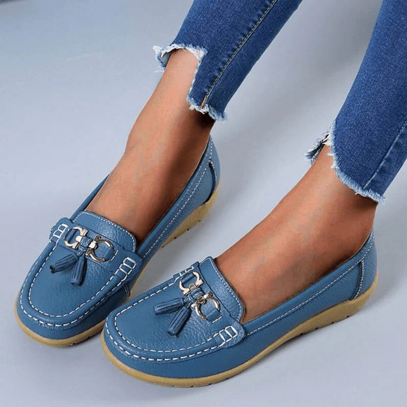 Mocassins orthopédiques pour femmes, confortables et ergonomiques, en cuir, avec semelles de soutien, chaussures élégantes et intemporelles pour le bureau, les loisirs et le quotidien | Sulvida