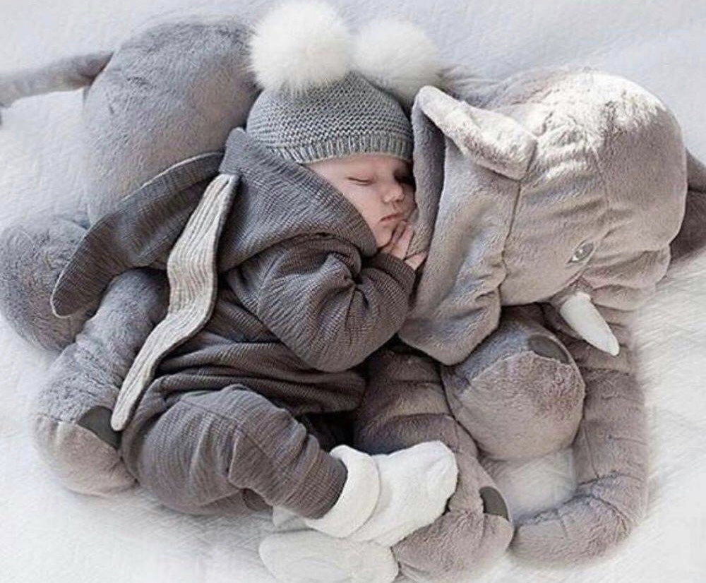 Coussin peluche éléphant pour bébé – Coussin doux en peluche pour repos et confort | Sulvida